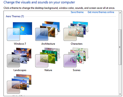 Windows 7 Included Themes